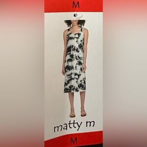 matty m Navy & White Tie-Dye Midi Dress - Size Medium (Runs Small, Fits 8) NWT